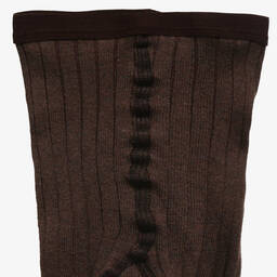 Dore Dore-Luxury Brown Cotton Ribbed Tights | Childrensalon Outlet