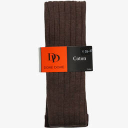 Dore Dore-Luxury Brown Cotton Ribbed Tights | Childrensalon Outlet