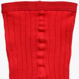 Dore Dore-Luxury Red Cotton Ribbed Tights | Childrensalon Outlet