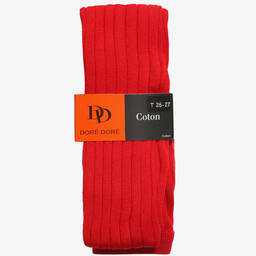 Dore Dore-Luxury Red Cotton Ribbed Tights | Childrensalon Outlet
