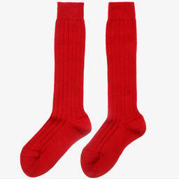 Dore Dore-Red Wool & Cotton Long Socks | Childrensalon Outlet