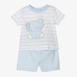 Dr. Kid-Baby Boys Blue Striped Shorts Set | Childrensalon Outlet
