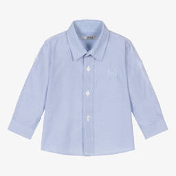 Dr. Kid-Baby Boys Blue & White Stripe Cotton Shirt  | Childrensalon Outlet