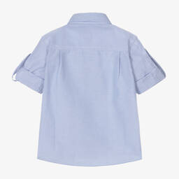 Dr. Kid-Baby Boys Blue & White Stripe Cotton Shirt  | Childrensalon Outlet