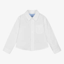 Dr. Kid-Baby Boys White Cotton Shirt With Long Sleeves | Childrensalon Outlet