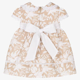 Dr. Kid-Baby Girls Beige Floral Cotton Dress | Childrensalon Outlet