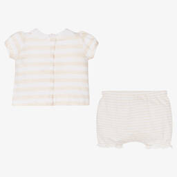 Dr. Kid-طقم شورت قطن لون بيج وعاجي للمولودات | Childrensalon Outlet