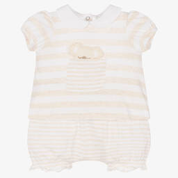 Dr. Kid-طقم شورت قطن لون بيج وعاجي للمولودات | Childrensalon Outlet