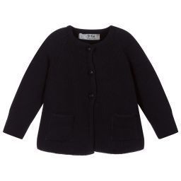 Dr. Kid-Baby Girls Blue Knit Cardigan | Childrensalon Outlet