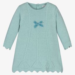 Dr. Kid-Baby Girls Green Knitted Dress | Childrensalon Outlet
