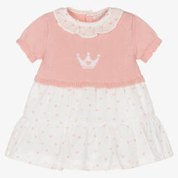 Dr. Kid-Baby Girls Pink & White Cotton Dress | Childrensalon Outlet