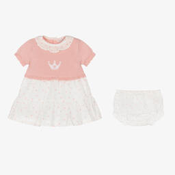 Dr. Kid-Baby Girls Pink & White Cotton Dress | Childrensalon Outlet