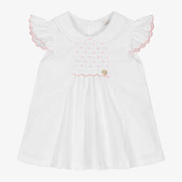 Dr. Kid-Baby Girls White Cotton Dress | Childrensalon Outlet