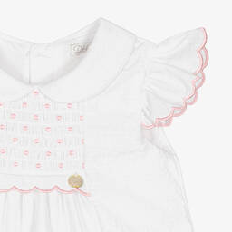 Dr. Kid-Baby Girls White Cotton Dress | Childrensalon Outlet