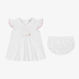 Dr. Kid-Baby Girls White Cotton Dress | Childrensalon Outlet
