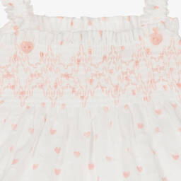 Dr. Kid-فستان قطن لون أبيض وزهري للمولودات | Childrensalon Outlet