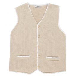 Dr. Kid-Beige Cotton Knit Waistcoat | Childrensalon Outlet