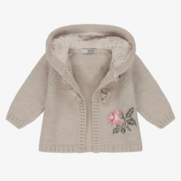 Dr. Kid-Beige Hooded Baby Cardigan | Childrensalon Outlet