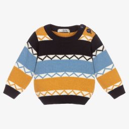 Dr. Kid-Blue & Beige Cotton Sweater | Childrensalon Outlet