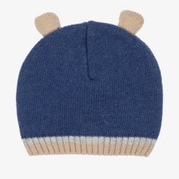 Dr. Kid-Blue & Beige Knitted Baby Hat | Childrensalon Outlet