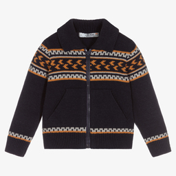 Dr. Kid-Blue Cotton Blend Baby Cardigan | Childrensalon Outlet