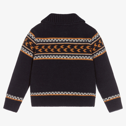 Dr. Kid-Blue Cotton Blend Baby Cardigan | Childrensalon Outlet