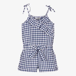 Dr. Kid-Blue Gingham Ruffle Playsuit | Childrensalon Outlet