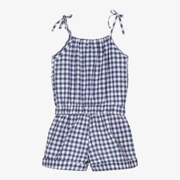 Dr. Kid-Blue Gingham Ruffle Playsuit | Childrensalon Outlet