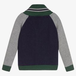 Dr. Kid-Blue & Grey Knitted Cardigan | Childrensalon Outlet