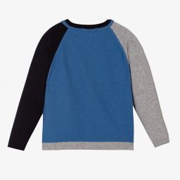 Dr. Kid-Blue & Grey Wool Blend Cardigan | Childrensalon Outlet