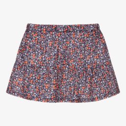 Dr. Kid-Blue & Red Floral Cotton Skirt | Childrensalon Outlet