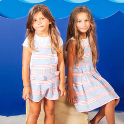 Dr. Kid-Blue & Red Linen Dress | Childrensalon Outlet