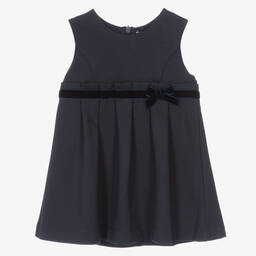 Dr. Kid-Blue Velvet Trim Jersey Dress | Childrensalon Outlet