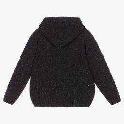 Dr. Kid-Blue Wool Knit Zip-Up Cardigan | Childrensalon Outlet