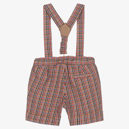 Dr. Kid-Boys Beige Check Shorts | Childrensalon Outlet