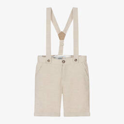 Dr. Kid-Boys Beige Cotton & Linen Shorts | Childrensalon Outlet