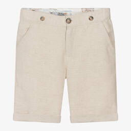 Dr. Kid-Boys Beige Cotton & Linen Shorts | Childrensalon Outlet