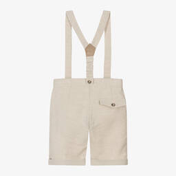 Dr. Kid-Boys Beige Cotton & Linen Shorts | Childrensalon Outlet