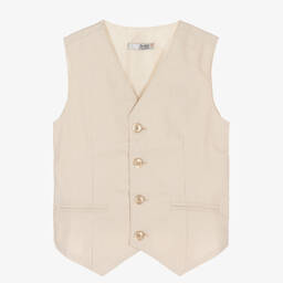 Dr. Kid-Boys Beige Pinstripe Waistcoat | Childrensalon Outlet