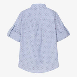 Dr. Kid-Boys Blue and White Stripe Cotton Shirt  | Childrensalon Outlet