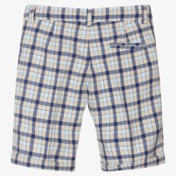 Dr. Kid-Boys Blue & Beige Check Shorts | Childrensalon Outlet