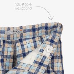 Dr. Kid-Boys Blue & Beige Check Shorts | Childrensalon Outlet