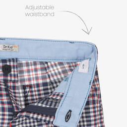Dr. Kid-Boys Blue Checked Cotton Shorts | Childrensalon Outlet