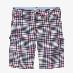 Dr. Kid-Boys Blue Checked Cotton Shorts | Childrensalon Outlet
