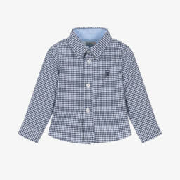 Dr. Kid-Синяя рубашка в клетку из хлопка для мальчиков | Childrensalon Outlet