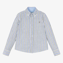 Dr. Kid-Boys Blue & Green Striped Shirt | Childrensalon Outlet