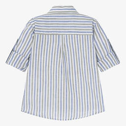 Dr. Kid-Boys Blue & Green Striped Shirt | Childrensalon Outlet