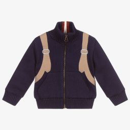 Dr. Kid-Boys Blue Knitted Zip-Up Top | Childrensalon Outlet