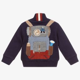 Dr. Kid-Boys Blue Knitted Zip-Up Top | Childrensalon Outlet