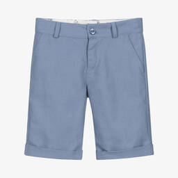 Dr. Kid-Boys Blue Linen & Cotton Shorts | Childrensalon Outlet